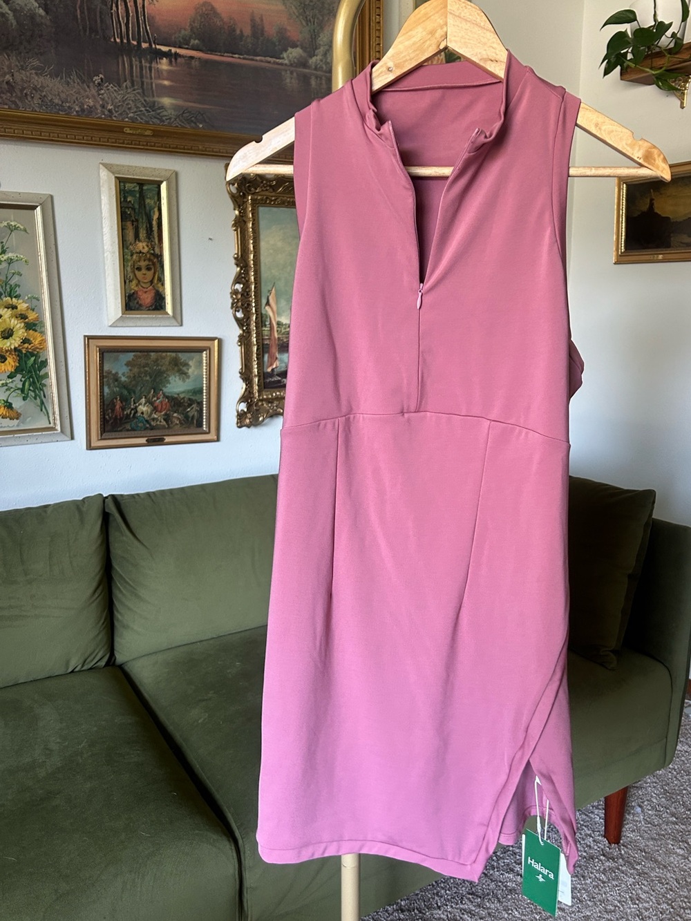 HALARA Mauve Pink Sleeveless Zip-Front Dress